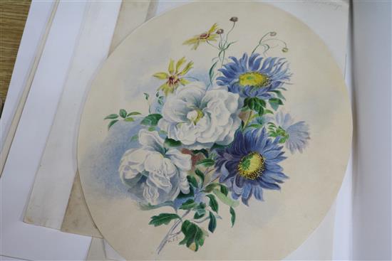 A folio of 19th century watercolours; botanical studies Largest 36 x 28cm.